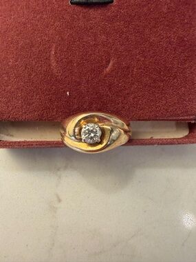 Gold Solitaire Diamond Ring Custom Vintage Antique Gypsy Bypass